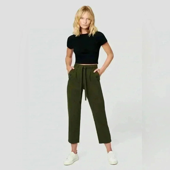 BLANKNYC Hakuna Matata Pant 29 Army Green Casual Cropped Pleats Belt Pockets NWT - Picture 1 of 12